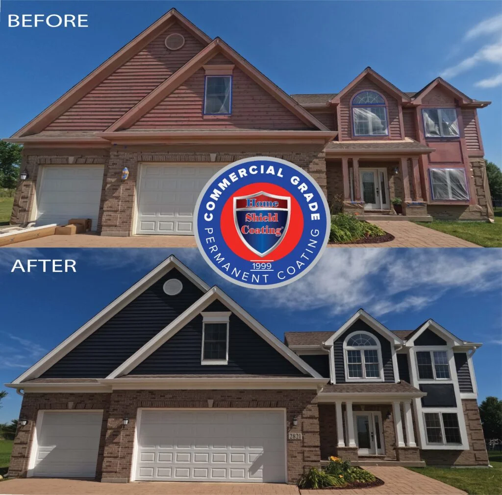 Before and After of Cedar Sided House with Home Shield Coating®