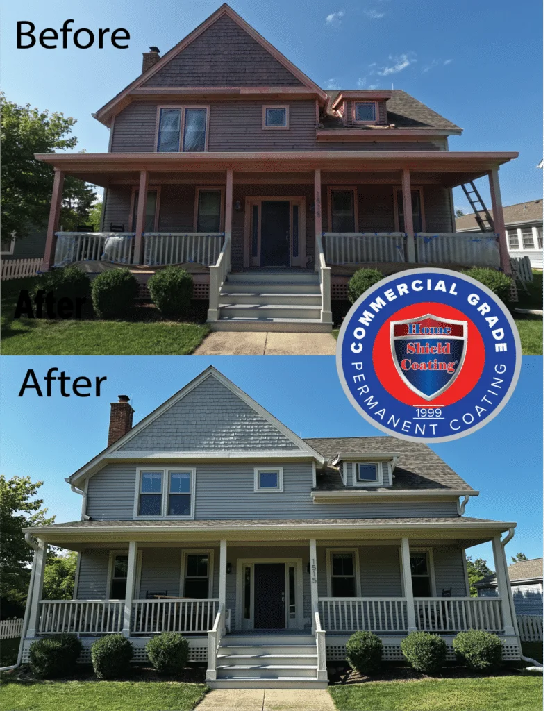 Before & After of Cedar House Coated With Home Shield Coating.