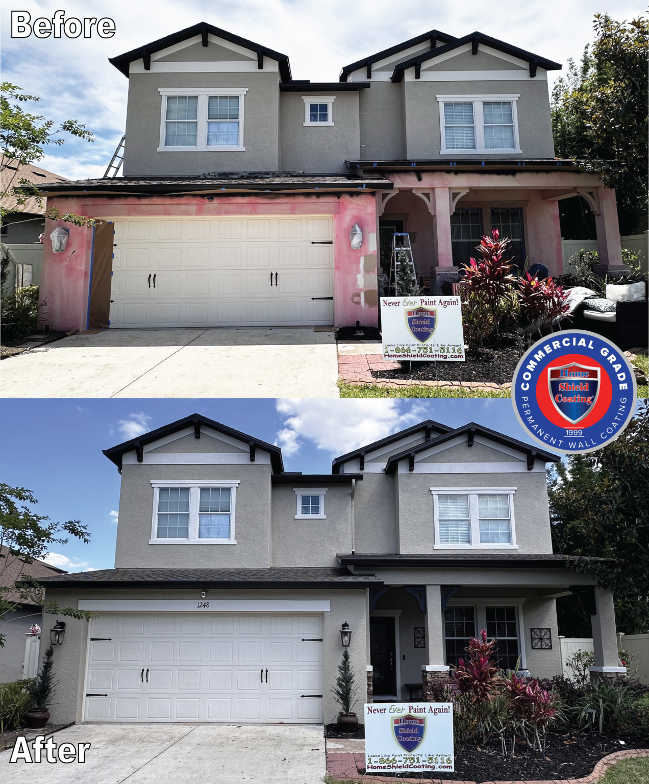 Home Shield Coating® On Stucco House in Trinity, Florida.